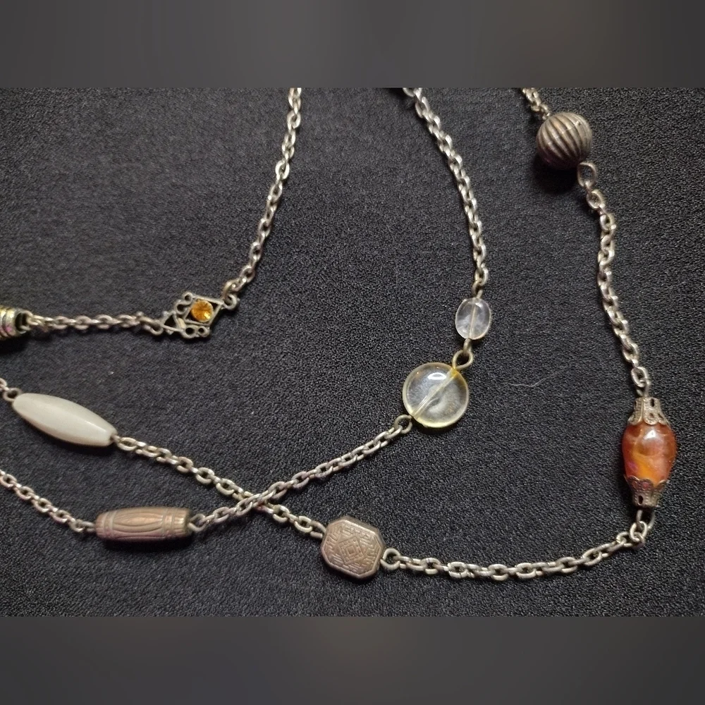 Vintage Multi-strand Beaded Charm Necklace